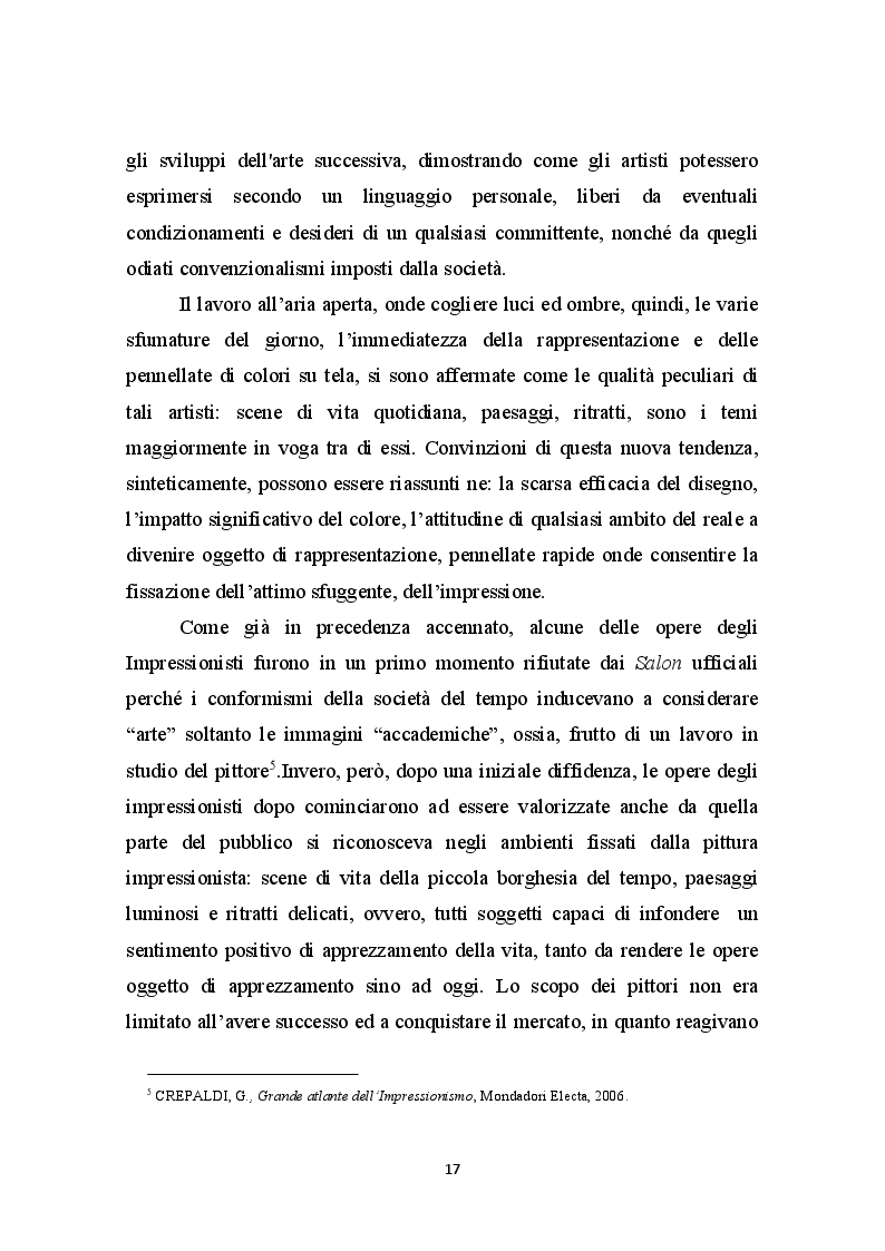 Anteprima della tesi: La Libertà dalle convenzioni: l'incontro sinergico tra impressionismo e mercato dell'arte, Pagina 6