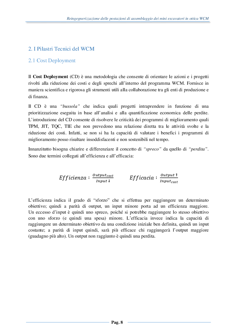 Anteprima della tesi: Reingegnerizzazione delle postazioni di assemblaggio dei mini escavatori in ottica WCM, Pagina 6