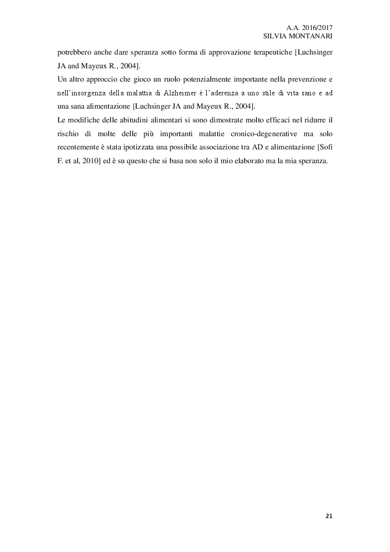Anteprima della tesi: L'importanza dei nutraceutici nella dieta e prevenzione nel Morbo di Alzheimer, Pagina 3