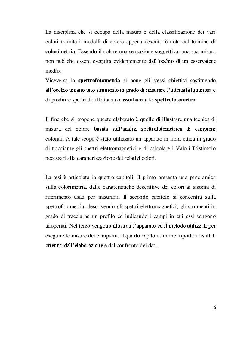 Anteprima della tesi: Misure colorimetriche tramite un apparato in fibra ottica, Pagina 3