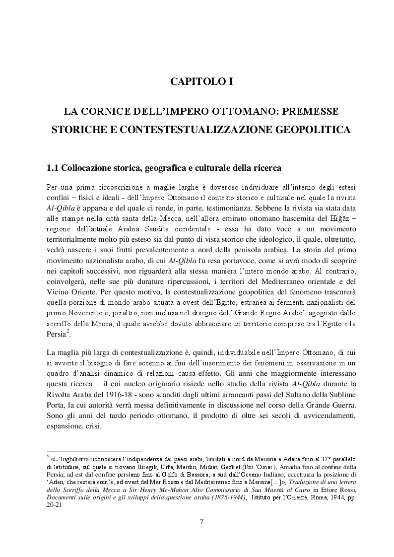Anteprima della tesi: La Rivista Al-Qibla. La propaganda Hascemita dal Nazionalismo Arabo al patriottismo giordano, Pagina 5