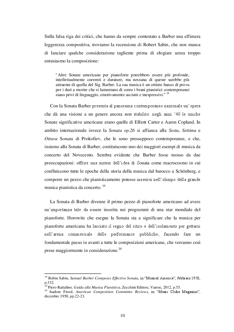 Estratto dalla tesi: La confluenza di linguaggi nella Sonata per pianoforte di Samuel Barber