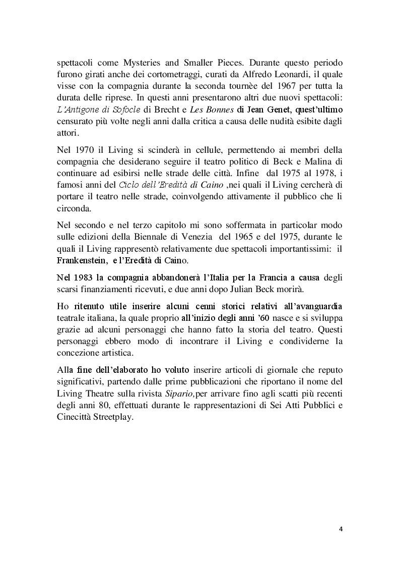 Anteprima della tesi: Cronache Italiane del Living Theatre, Pagina 3