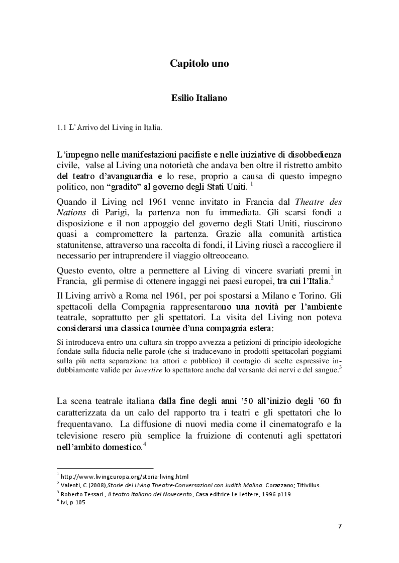 Anteprima della tesi: Cronache Italiane del Living Theatre, Pagina 4