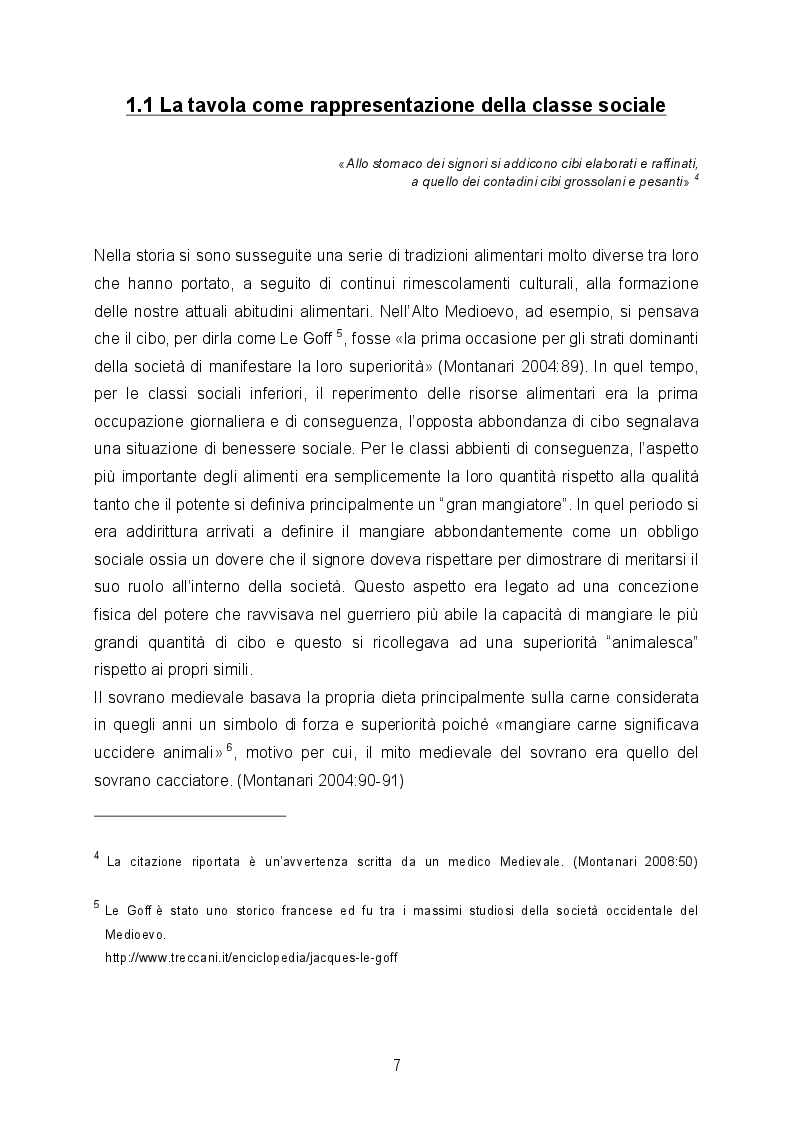 Estratto dalla tesi: Il cibo è cultura e specchio di una società