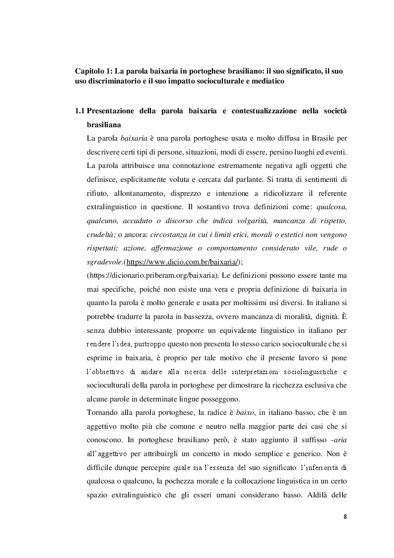 Anteprima della tesi: La parola ''Baixaria'': tra lingua e società del Brasile, Pagina 5