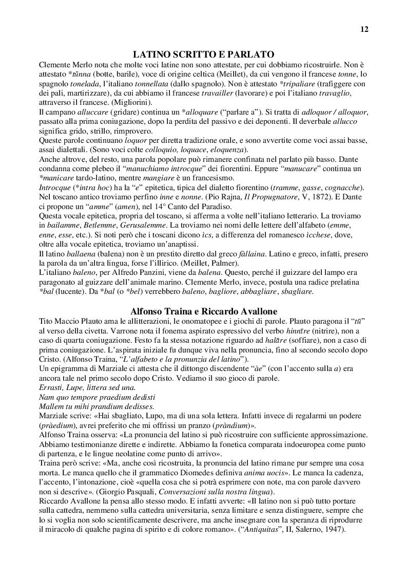 Estratto dalla tesi: Latino e italiano attraverso i secoli