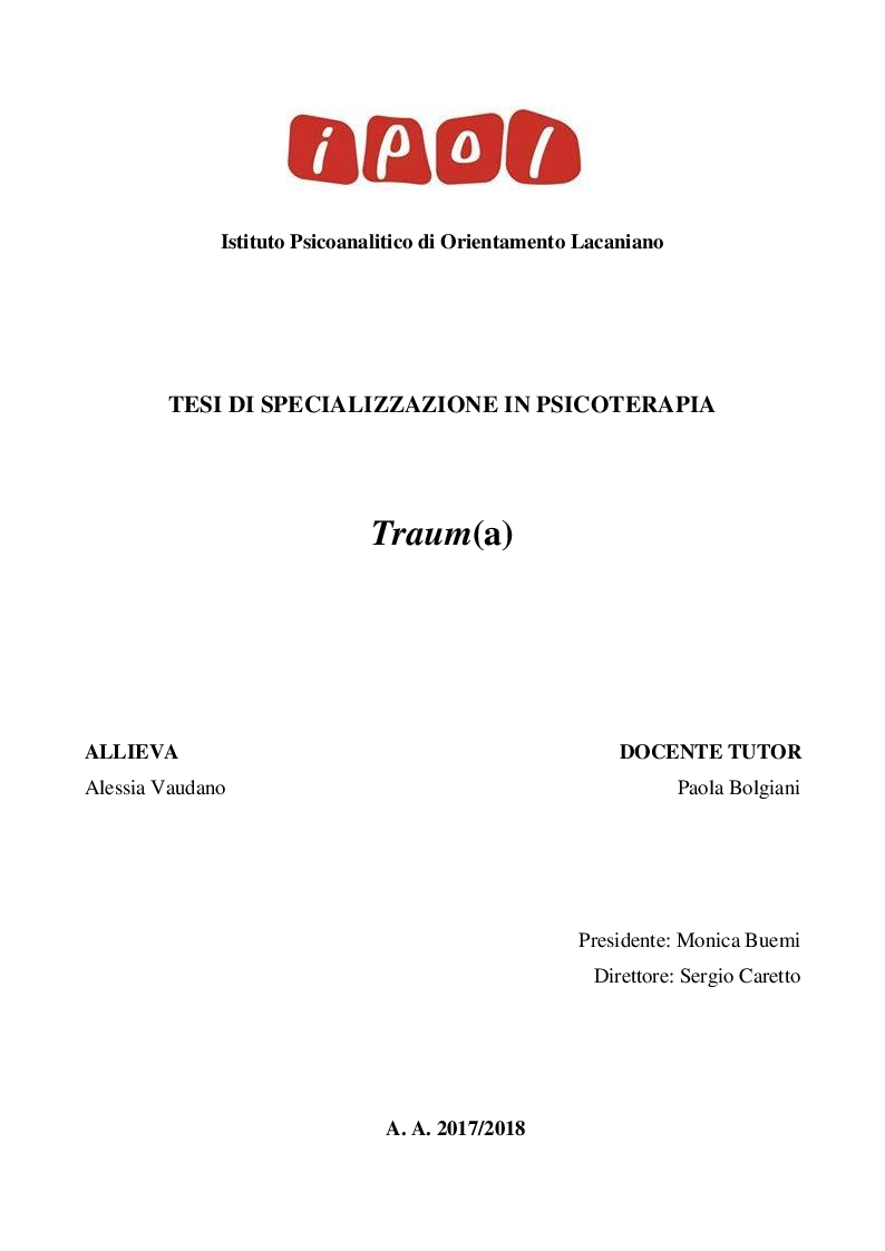 Anteprima della tesi: Traum(a), Pagina 1