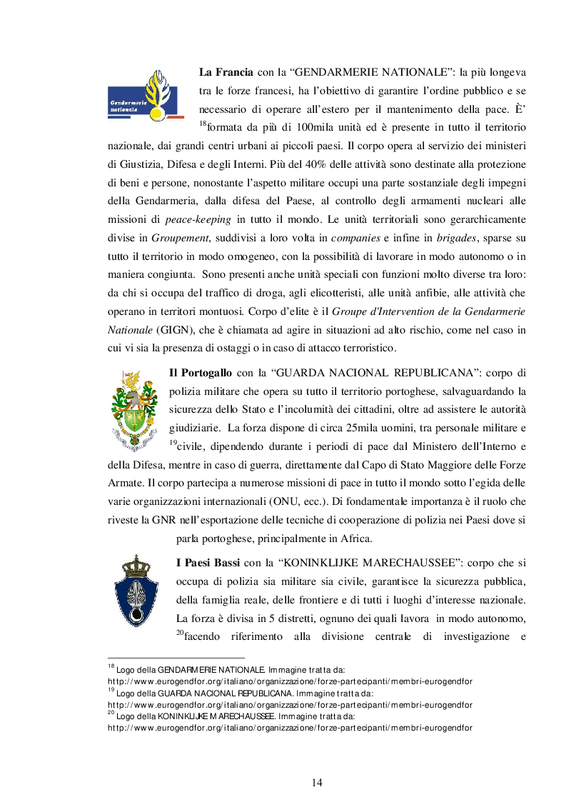 Estratto dalla tesi: La cooperazione di polizia in Europa: il ruolo dell'EUROGENDFOR
