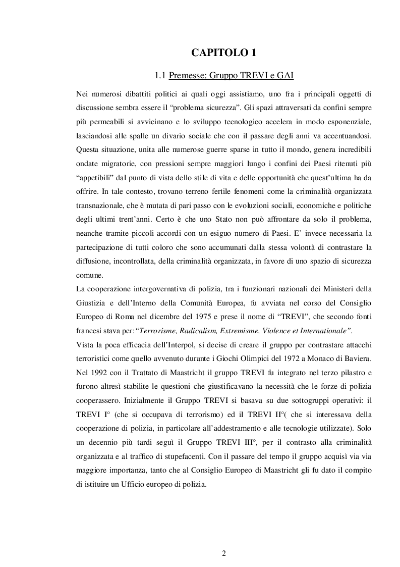 Anteprima della tesi: La cooperazione di polizia in Europa: il ruolo dell'EUROGENDFOR, Pagina 3