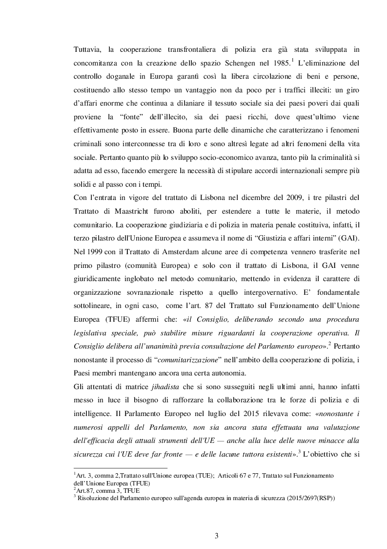 Anteprima della tesi: La cooperazione di polizia in Europa: il ruolo dell'EUROGENDFOR, Pagina 4