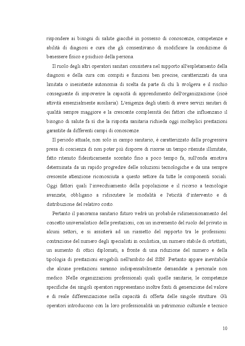 Anteprima della tesi: Analisi economico-organizzativa nella gestione di un ambulatorio di ortottica, Pagina 5