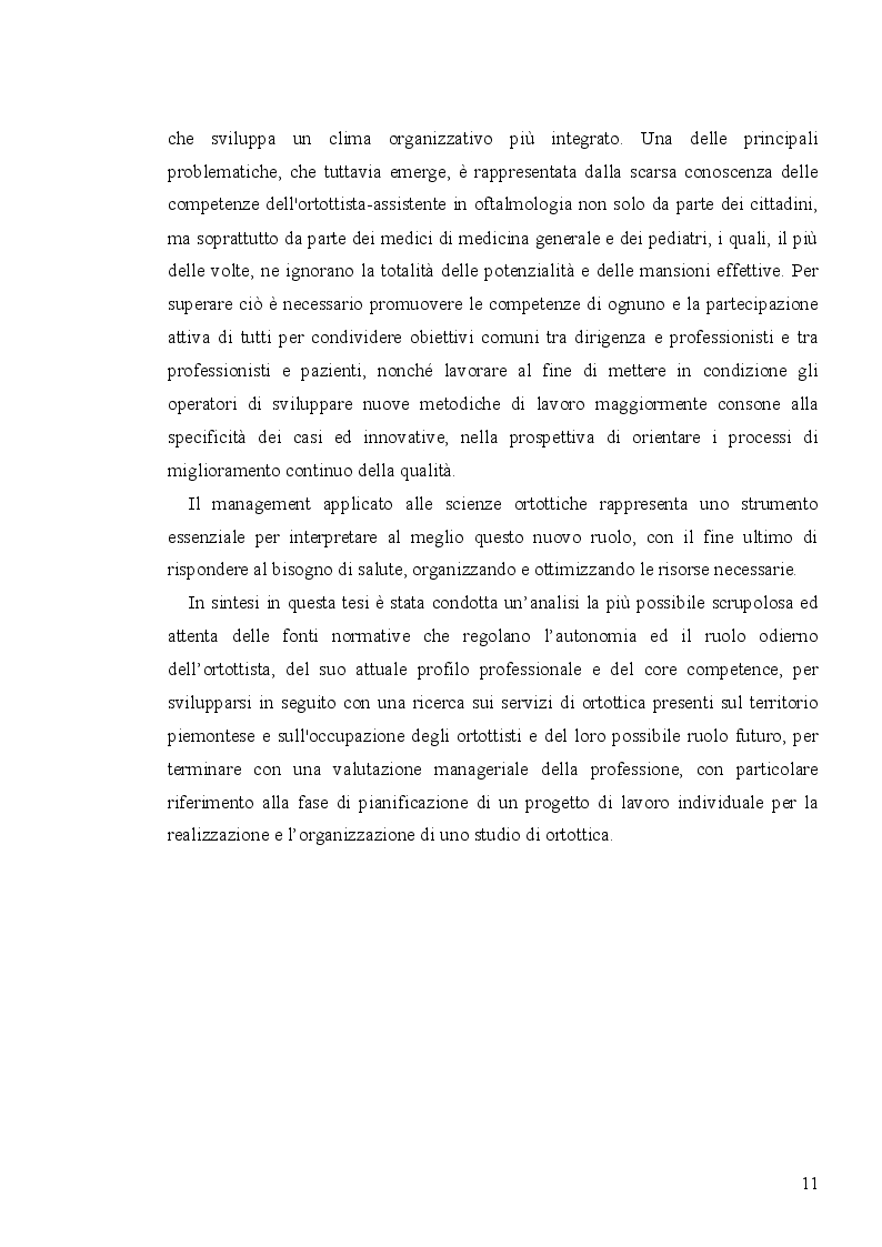 Anteprima della tesi: Analisi economico-organizzativa nella gestione di un ambulatorio di ortottica, Pagina 6
