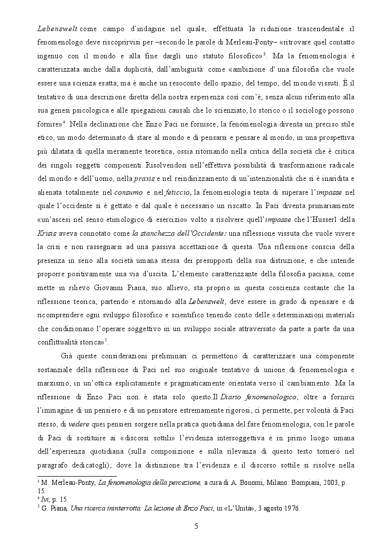 Anteprima della tesi: Enzo Paci e la Fenomenologia relazionistica: la risposta positiva alla krisis, Pagina 3