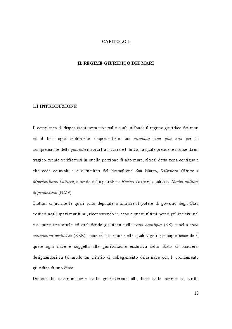 Anteprima della tesi: Il caso Marò ed il Diritto Internazionale del mare, Pagina 5