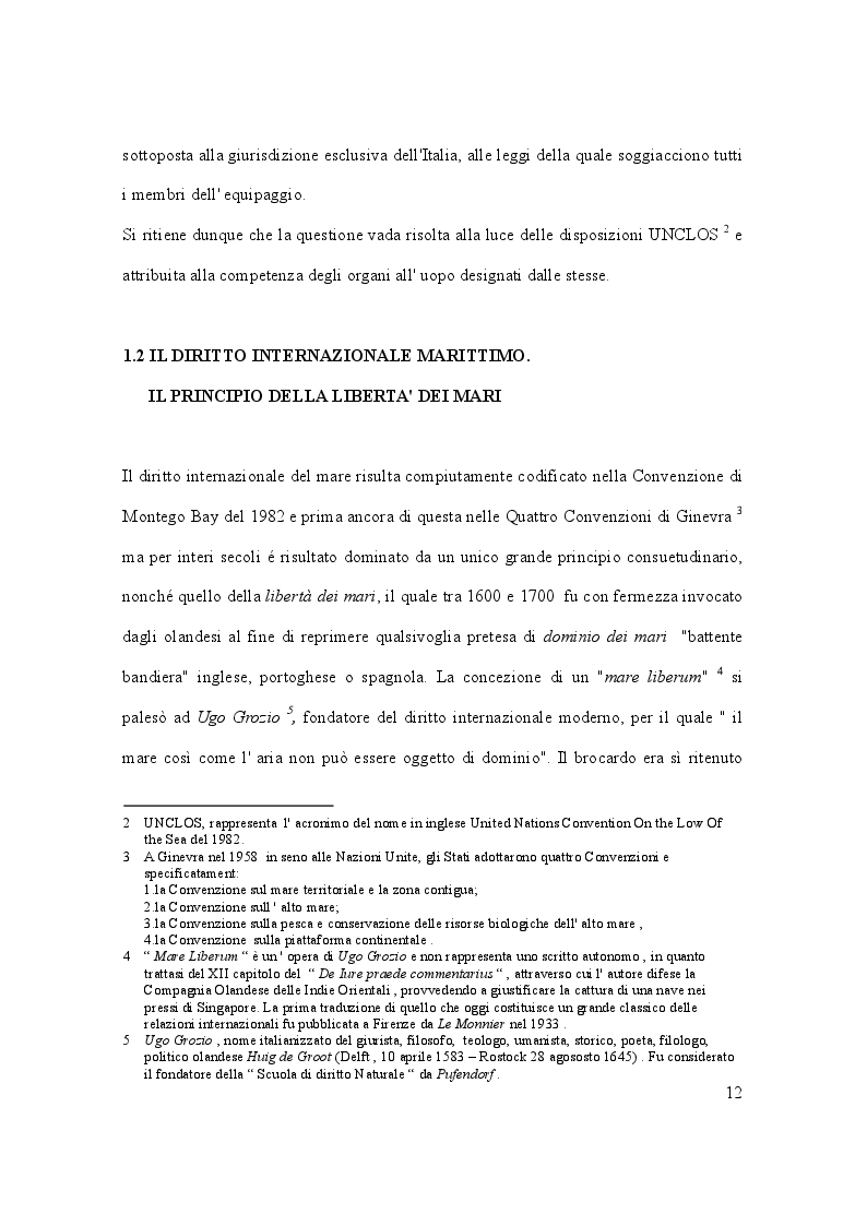 Anteprima della tesi: Il caso Marò ed il Diritto Internazionale del mare, Pagina 7