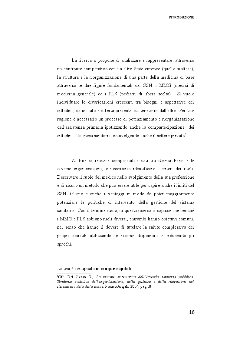 Anteprima della tesi: Il ruolo dei medici di medicina generale e pediatri di libera scelta nel sistema sanitario italiano e nel servizio sanitario maltese. Modelli organizzativi e profili evolutivi., Pagina 9