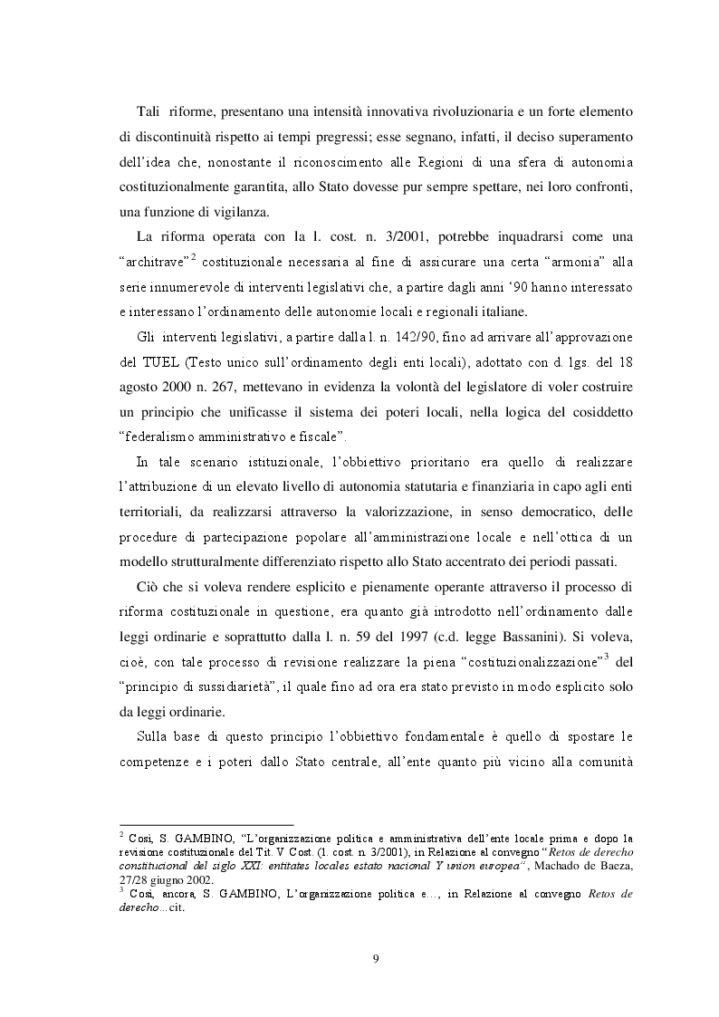 Anteprima della tesi: L'autonomia finanziaria degli Enti Locali alla luce della riforma del titolo V della Costituzione, Pagina 6