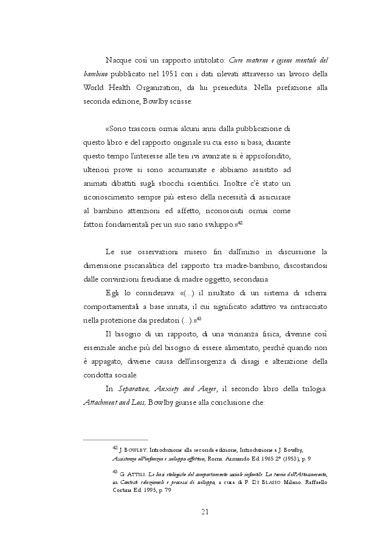 Estratto dalla tesi: Teoria dell'attaccamento: nascita e spiegazione del disagio psichico