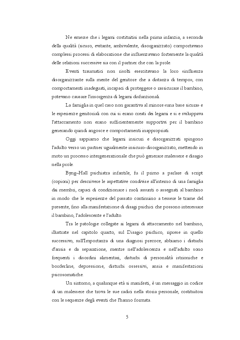 Anteprima della tesi: Teoria dell'attaccamento: nascita e spiegazione del disagio psichico, Pagina 4