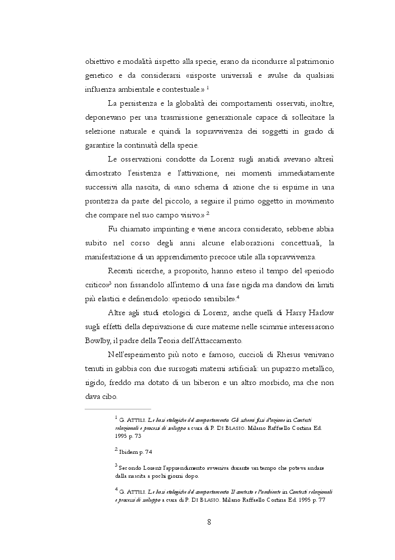 Anteprima della tesi: Teoria dell'attaccamento: nascita e spiegazione del disagio psichico, Pagina 7