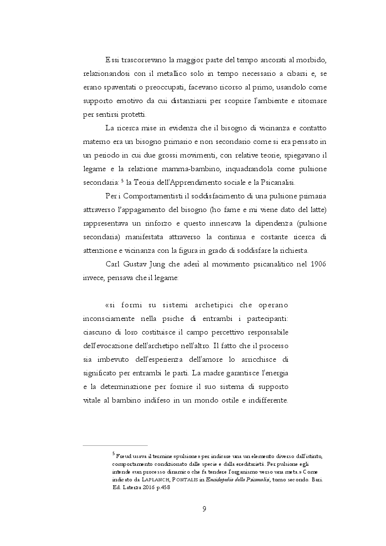 Anteprima della tesi: Teoria dell'attaccamento: nascita e spiegazione del disagio psichico, Pagina 8
