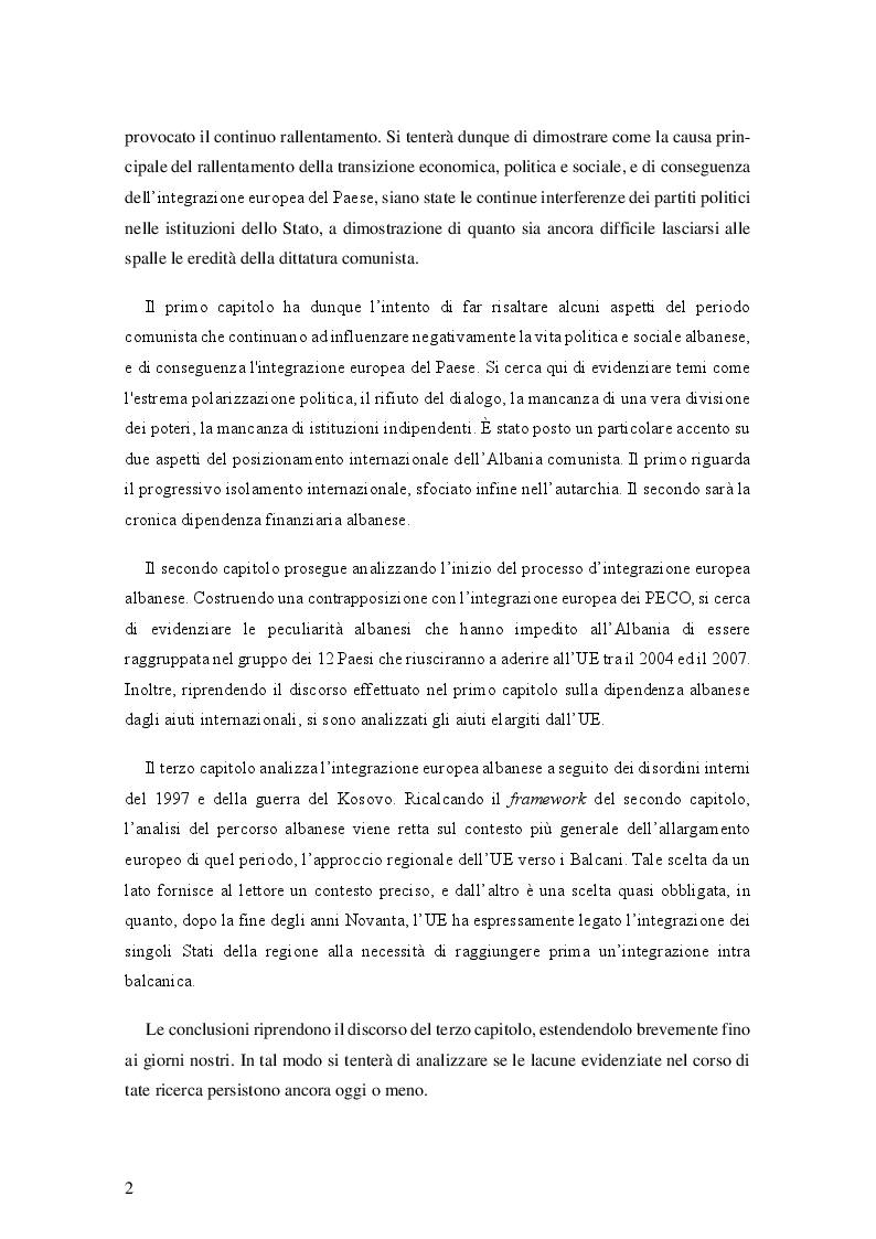 Anteprima della tesi: Il processo d'integrazione europea dell'Albania, Pagina 3