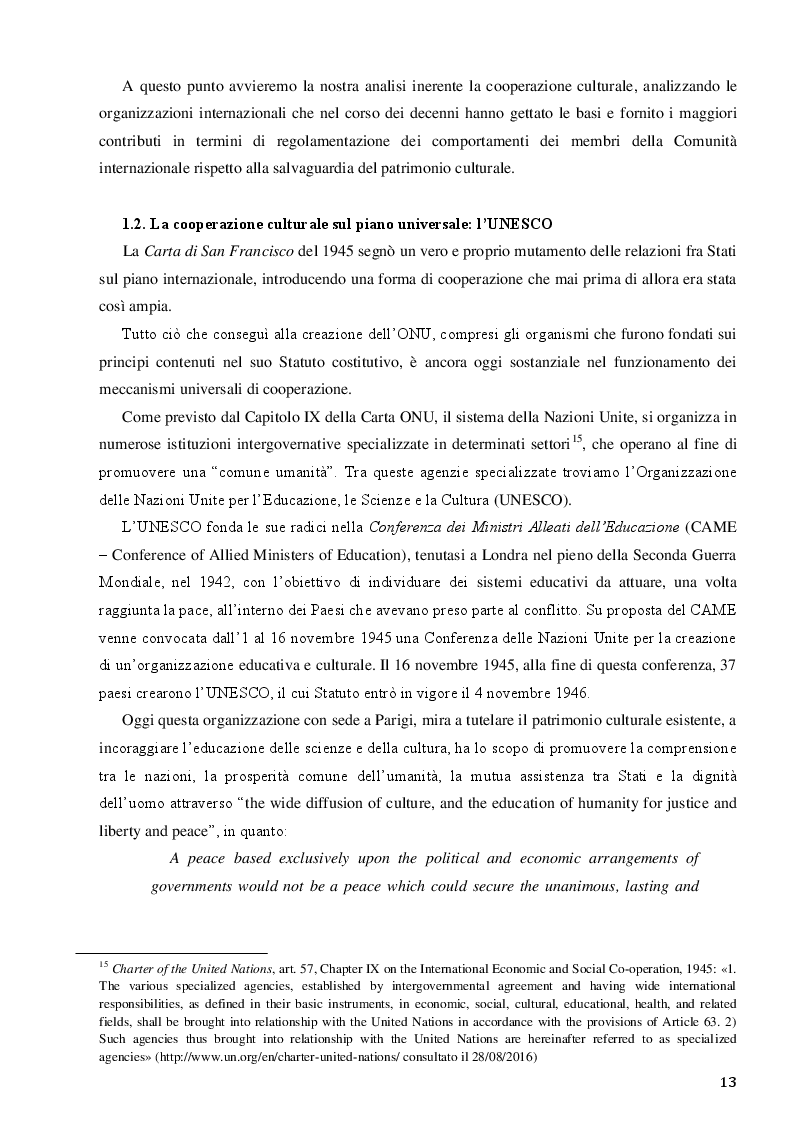 Estratto dalla tesi: La Santa Sede e le relazioni con le Organizzazioni Internazionali per la cooperazione culturale