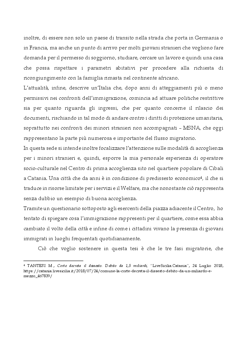 Anteprima della tesi: L'Italia, terra di migrazione: dalle emigrazioni del Novecento alle migrazioni di costa del presente. L'esempio del Centro di Prima Accoglienza ''Cpa Maratona'' di Cibali a Catania, Pagina 4