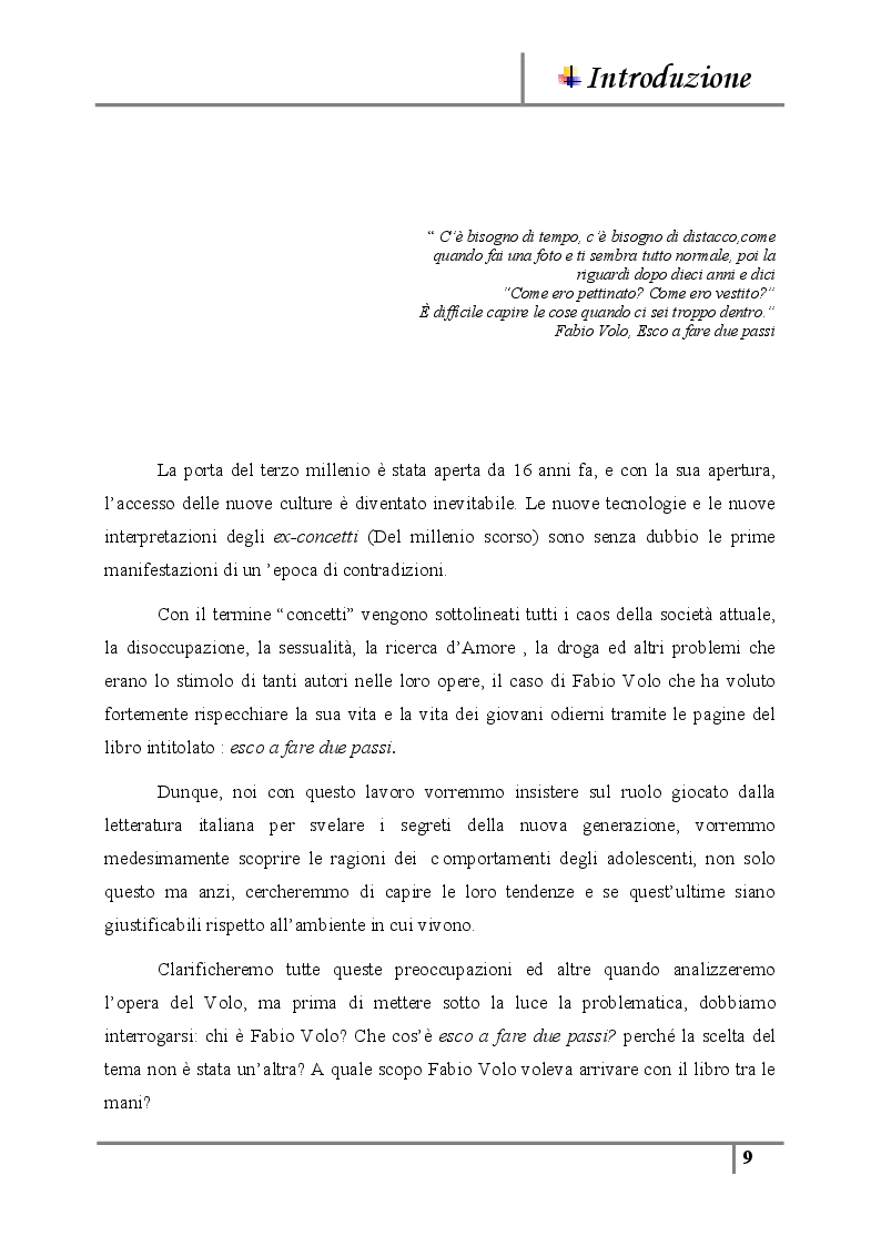 Anteprima della tesi: La letteratura giovanile nei romanzi italiani contemporanei ''Il caso di esco a fare due passi'', Pagina 3