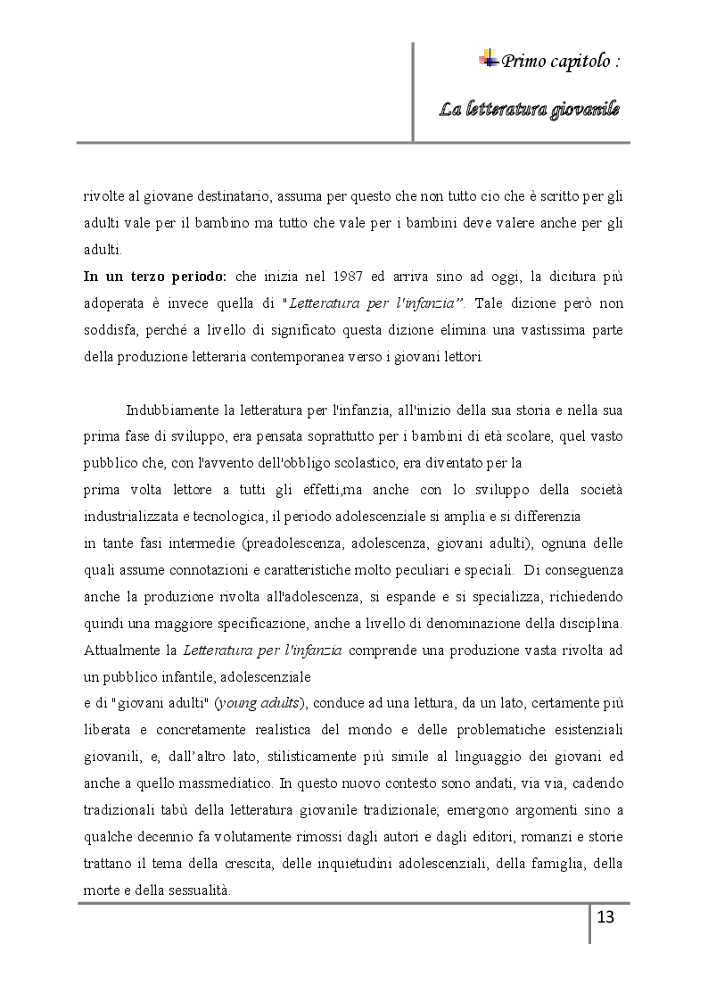 Anteprima della tesi: La letteratura giovanile nei romanzi italiani contemporanei ''Il caso di esco a fare due passi'', Pagina 7