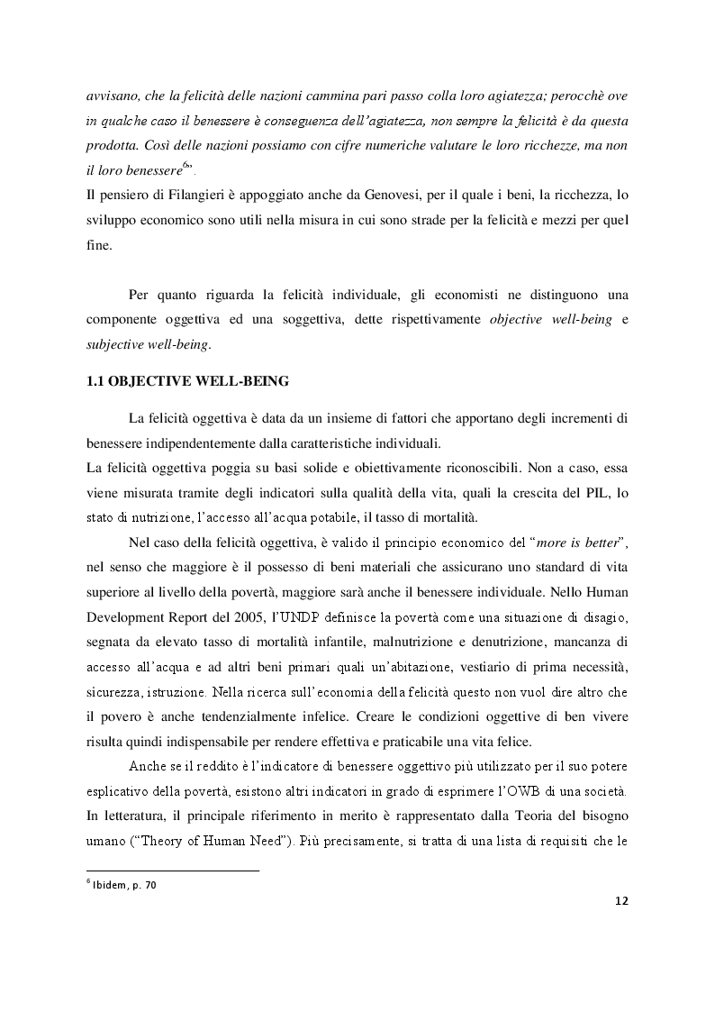 Estratto dalla tesi: Economia e felicità: evidenze e paradossi delle società occidentali