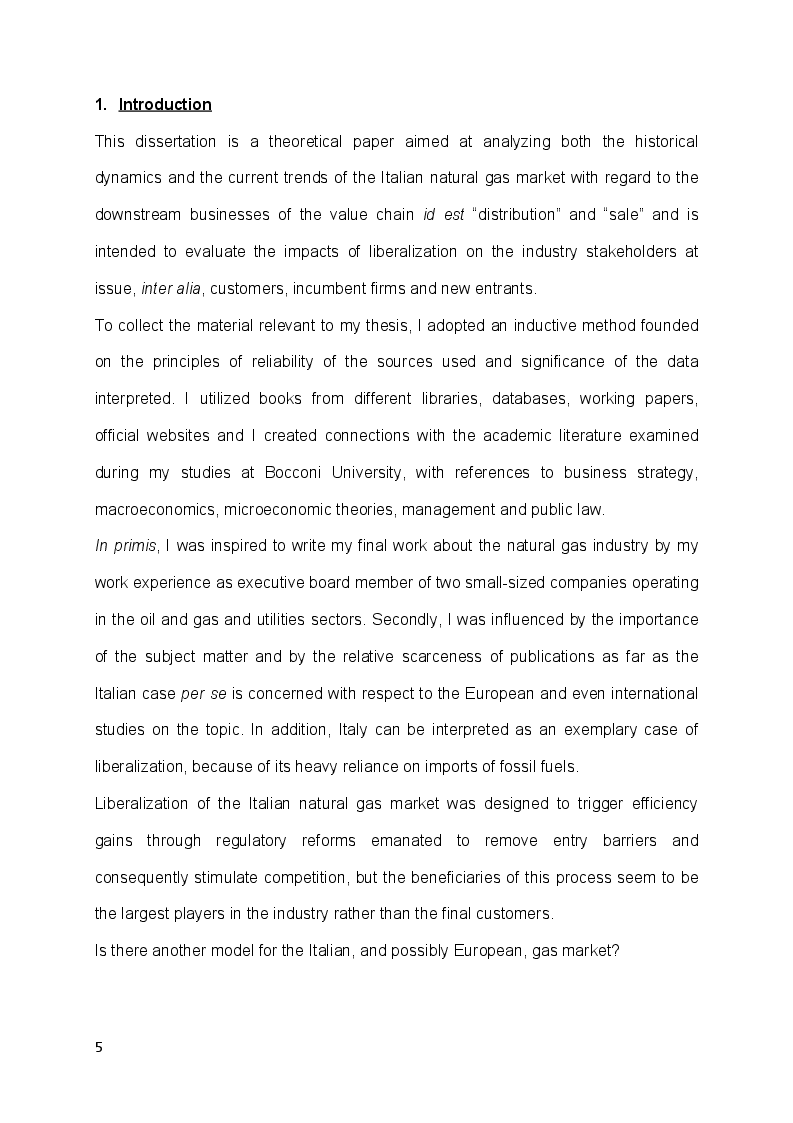 Anteprima della tesi: The Natural Gas Market: from Regulation to Liberalization. The Italian Case., Pagina 3