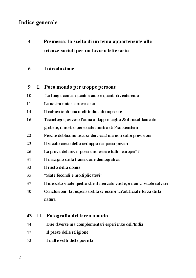 Indice della tesi: Sovrappopolazione e consumismo, i due volti dell'apocalisse antropica. Prefigurazioni in Moravia, Pasolini e nella letteratura fantascientifica, Pagina 1