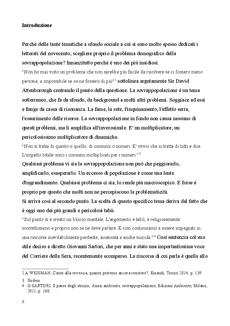 Anteprima della tesi: Sovrappopolazione e consumismo, i due volti dell'apocalisse antropica. Prefigurazioni in Moravia, Pasolini e nella letteratura fantascientifica, Pagina 4