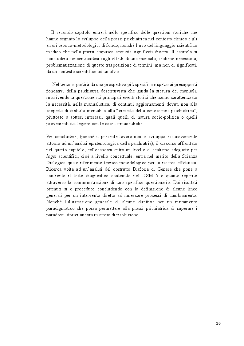 Anteprima della tesi: Analisi epistemologica dei fondamenti teorico-metodologici della psichiatria. Dal costrutto senza episteme della ''medicina della mente'' alla fondazione della configurazione discorsiva esemplificata nello studio della Disforia di Genere, Pagina 3