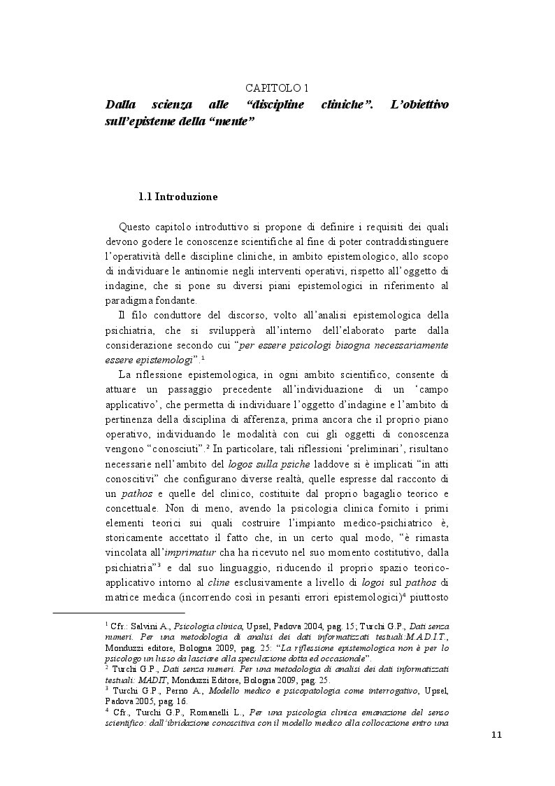Anteprima della tesi: Analisi epistemologica dei fondamenti teorico-metodologici della psichiatria. Dal costrutto senza episteme della ''medicina della mente'' alla fondazione della configurazione discorsiva esemplificata nello studio della Disforia di Genere, Pagina 4