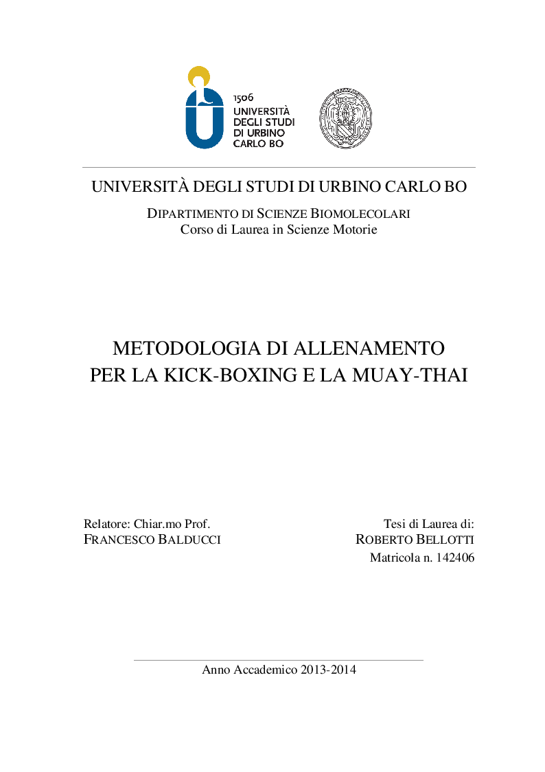Anteprima della tesi: Metodologia di allenamento per la Kick-boxing e la Muay-thai, Pagina 1