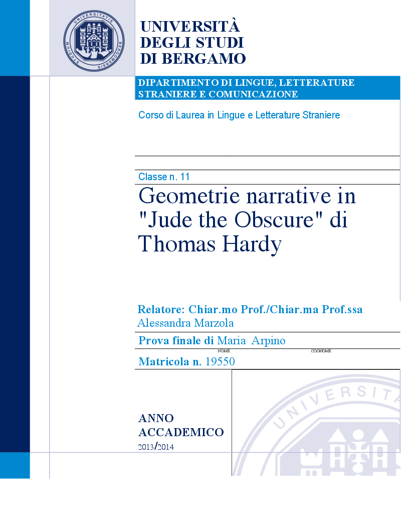 Anteprima della tesi: Geometrie narrative in ''Jude the Obscure'' di Thomas Hardy, Pagina 1