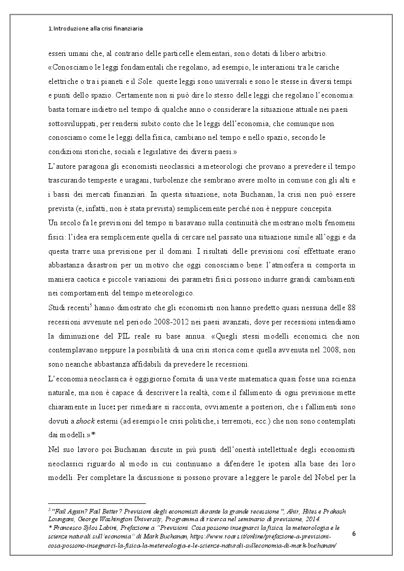 Anteprima della tesi: Instabilità dei mercati finanziari: lezioni dalla crisi dei mutui subprime, Pagina 7