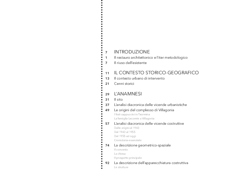 Indice della tesi: Un restauro ''accogliente''. Una proposta per Villagonia (ME), Pagina 1