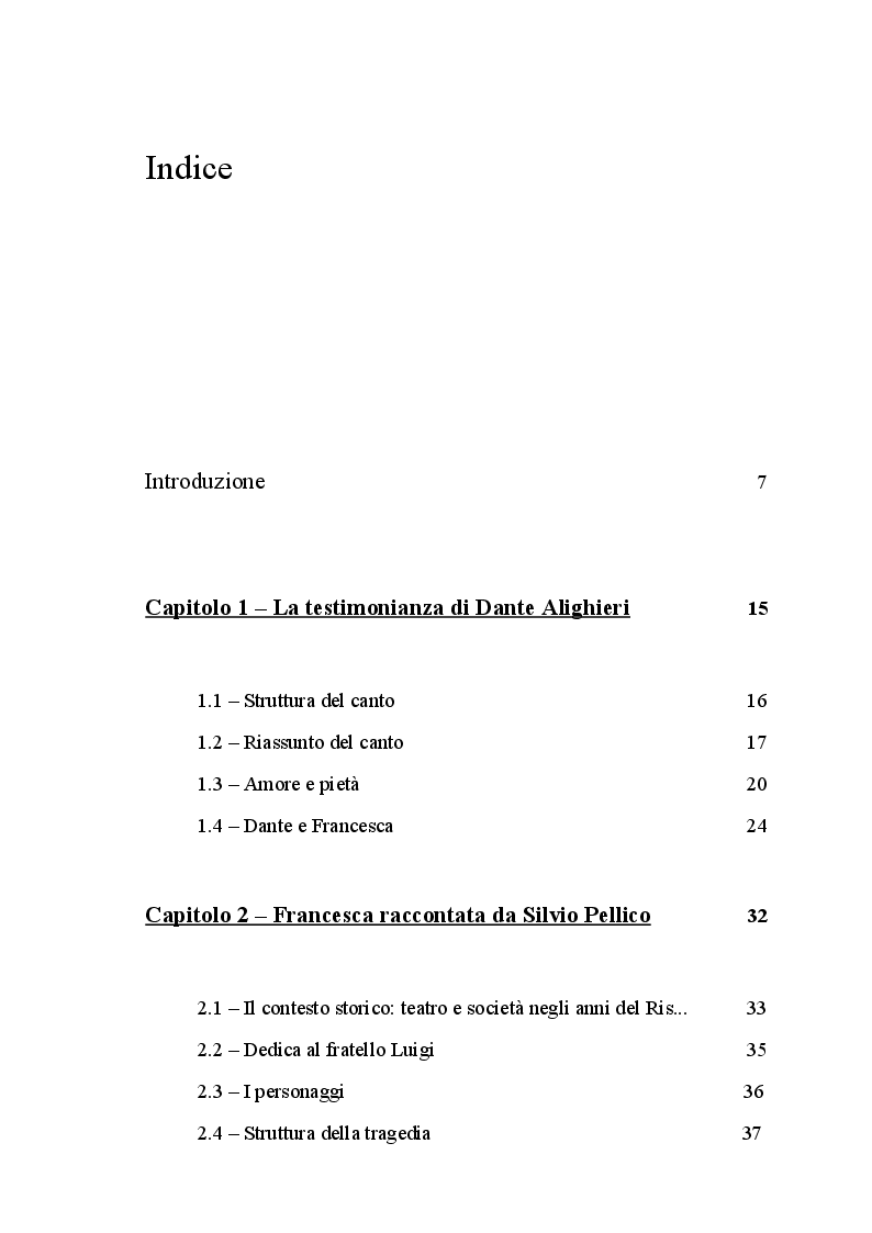 Indice della tesi: Francesca da Rimini, Pagina 1