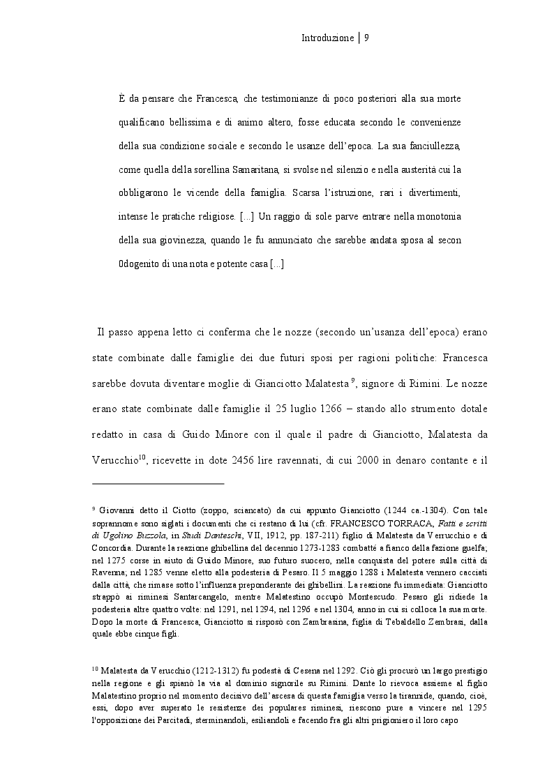 Anteprima della tesi: Francesca da Rimini, Pagina 4