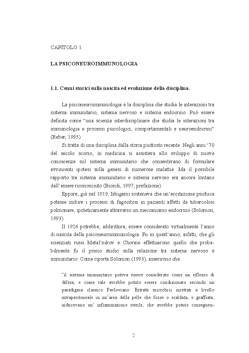 Anteprima della tesi: Psiconeuroimmunologia in oncologia pediatrica, Pagina 3