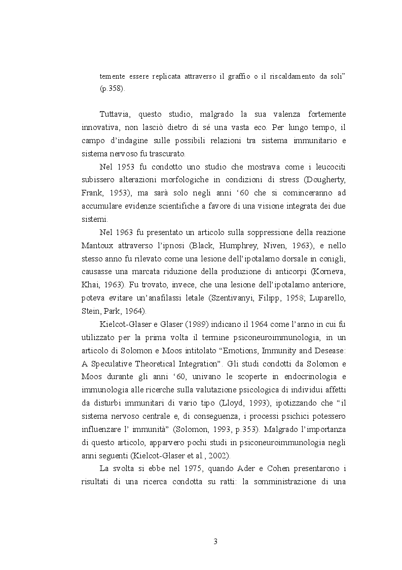 Anteprima della tesi: Psiconeuroimmunologia in oncologia pediatrica, Pagina 4