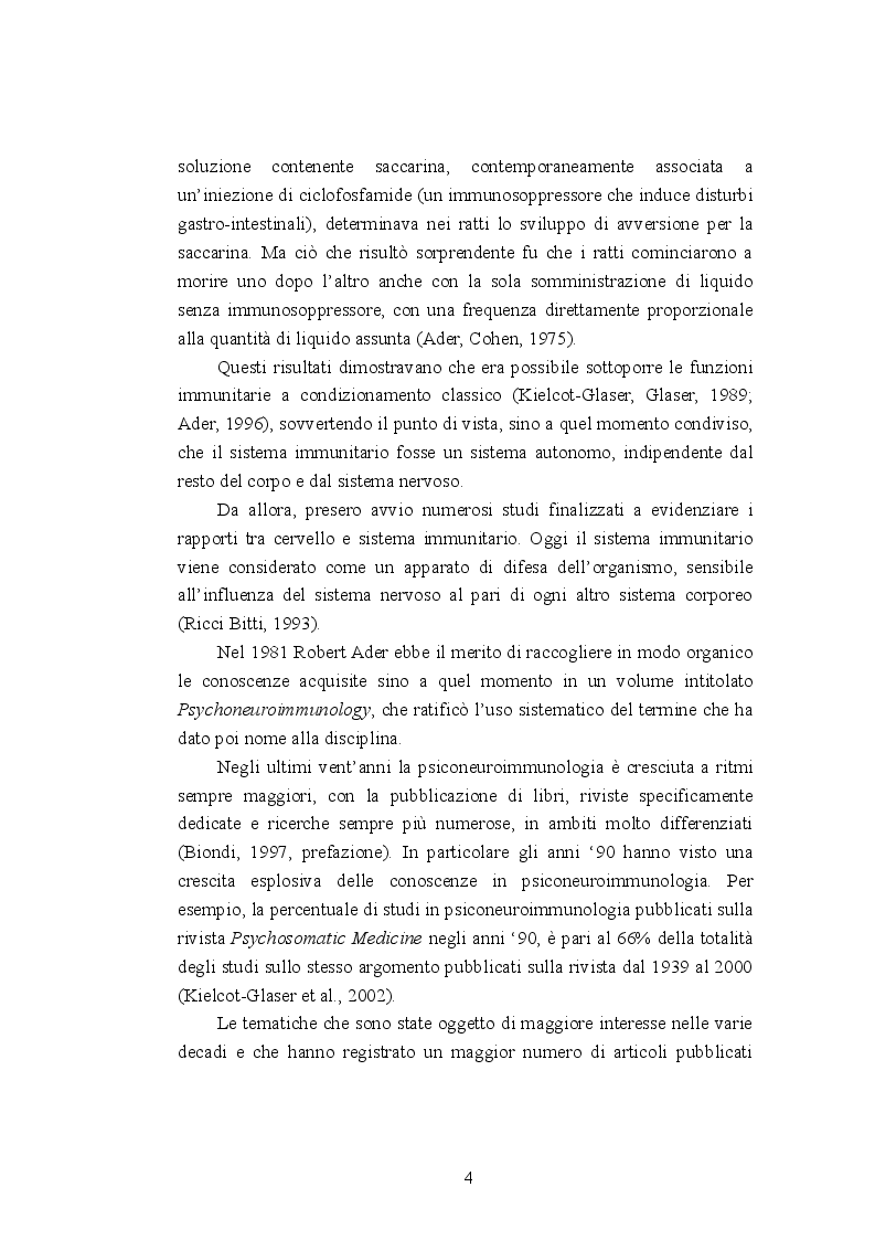 Anteprima della tesi: Psiconeuroimmunologia in oncologia pediatrica, Pagina 5