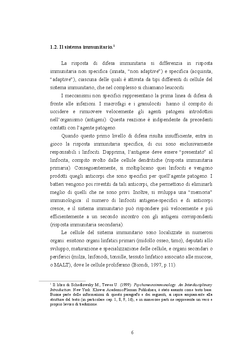 Anteprima della tesi: Psiconeuroimmunologia in oncologia pediatrica, Pagina 7