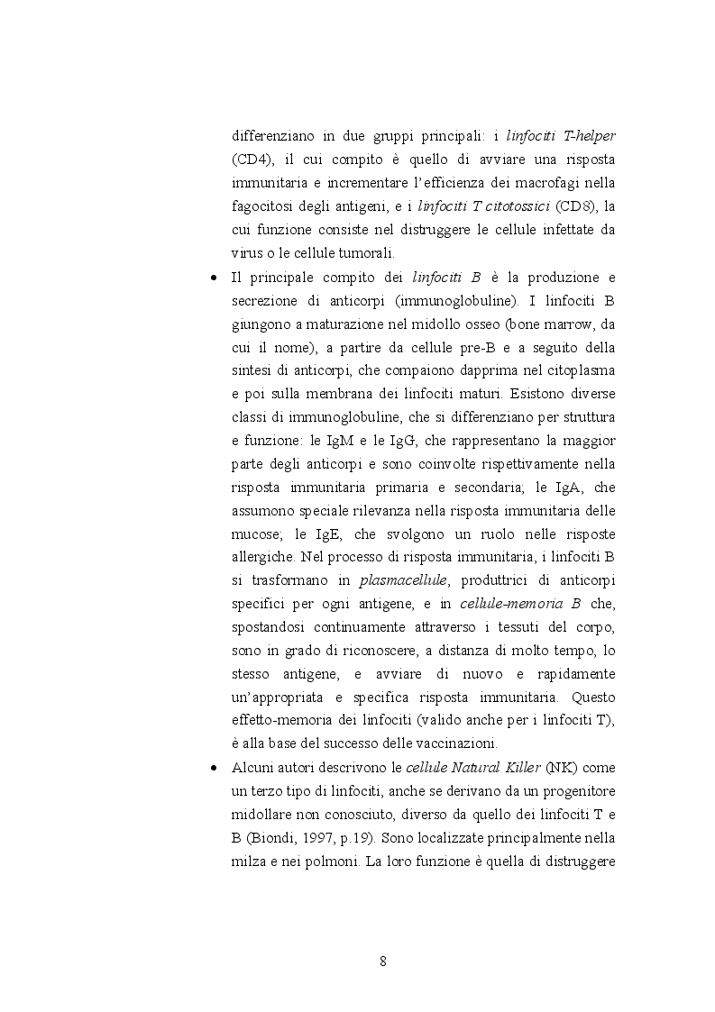 Anteprima della tesi: Psiconeuroimmunologia in oncologia pediatrica, Pagina 9