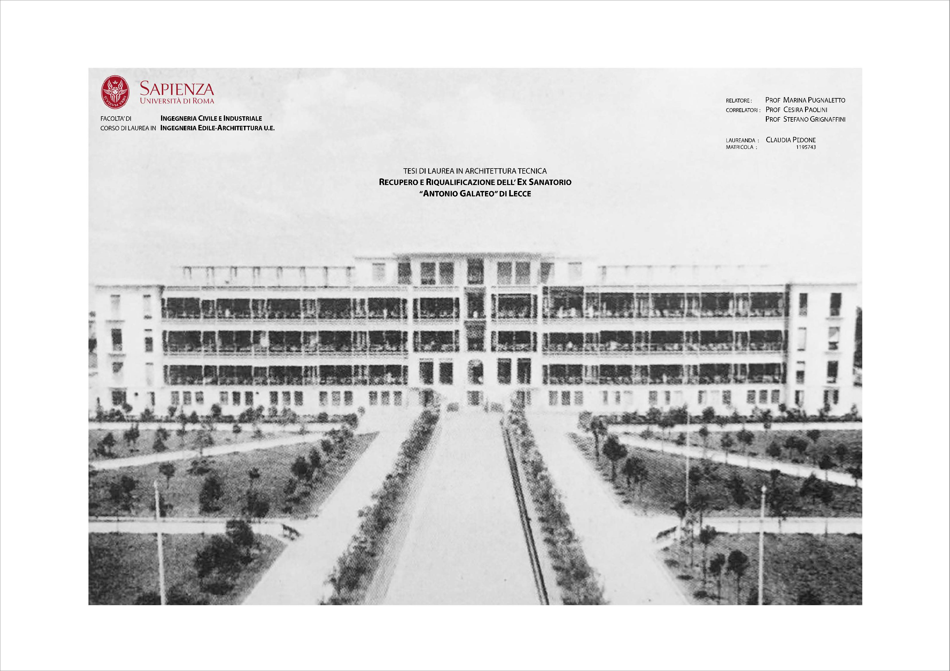 Anteprima della tesi: Recupero e riqualificazione dell'ex Sanatorio Antonio Galateo di Lecce, Pagina 1