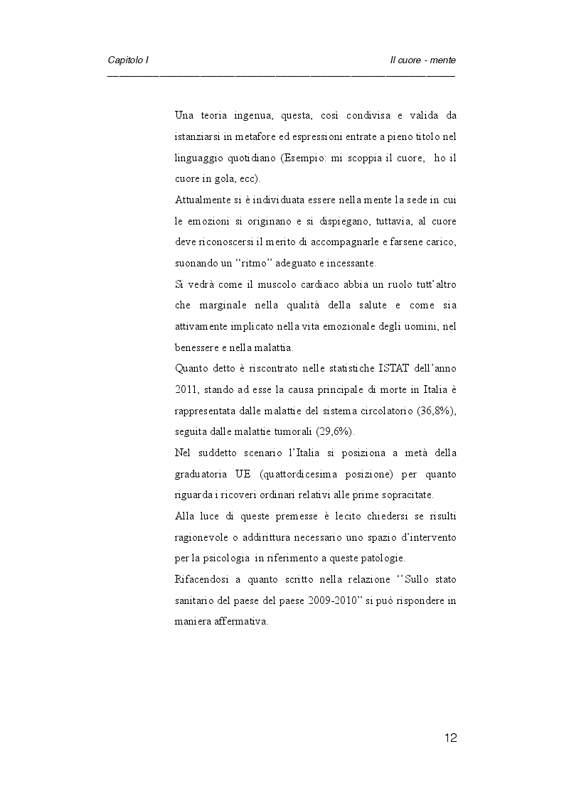 Anteprima della tesi: Psicologia e cardiologia: analisi di un caso, Pagina 5